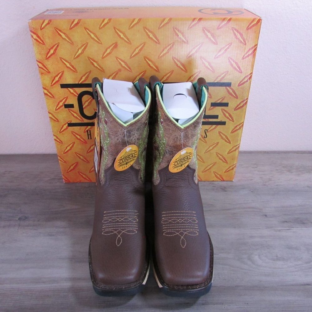 Corral Boots Women's Water Resist Tan Top Cactus Dual Density Sole Sq Toe W5005 - Picture 2 of 4